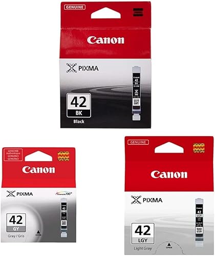 Canon CLI-42 Negro Compatible con impresoras PRO-100 y Canon CLI-42 GY Gris Ink Tank y Canon CLI-42 Gris Claro Compatible con impresoras PRO-100