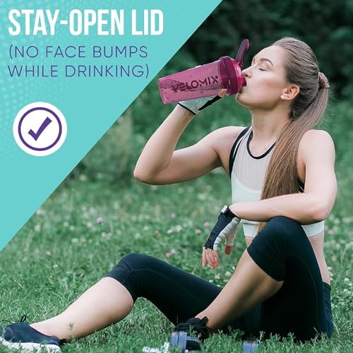 Image of VELOMIX 24 oz Stainless Steel Shaker Bottle with Wire Whisk - Leakproof, No Clumps, Odor Resistant Metal Shaker Bottle, Shaker Cups for Protein Shakes, Pre Workout and Smoothie (Burgundy Frost)