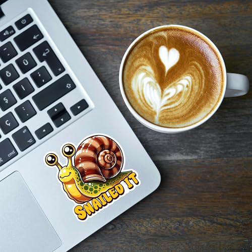 Image of Snail Sticker 8 Pcs (Large Size) Vinyl Stickers Laptop Waterproof Decal for Car Bumper Water Bottle Notebook Window Funny Party Birthday Decorations - Size 4 Inches