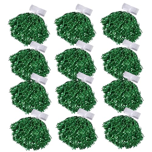 Pompons de pom-pom girl rouges par lot de 12 avec poignées ergonomiques pour la danse