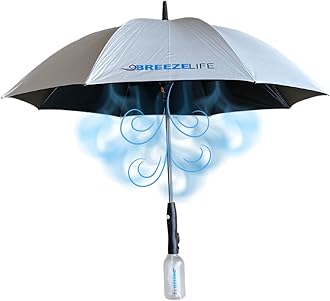 Breeze LifeBreeze Life Rechargeable Mister Breeze, Sun Umbrella with Fan and Mister, Umbrella Mister with Built-in Fan, For Festivals, Beach and More, Blocks Harmful Sun Rays, Mist bottle included