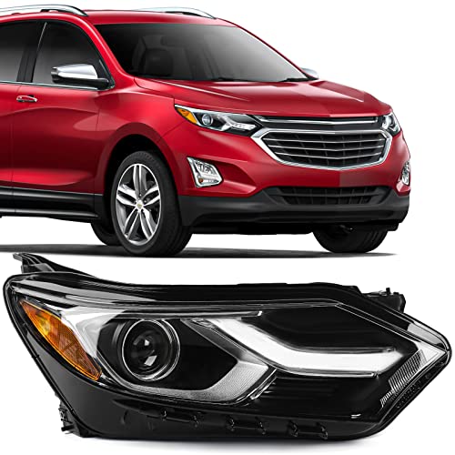 FIONE for Chevy Equinox Headlight Assembly 2018 2019 2020 2021 Halogen LED DRL Projector Headlamp Replacement Right Passenger Side RH 84194562