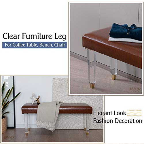 Jerever 16 Inch Acrylic Furniture Legs Set Of 4,Coffee Table,Desk,Bench Replacement Leg Home Diy Projects Modern Clear Decor (Square Leg/Gold Feet) #TOP2