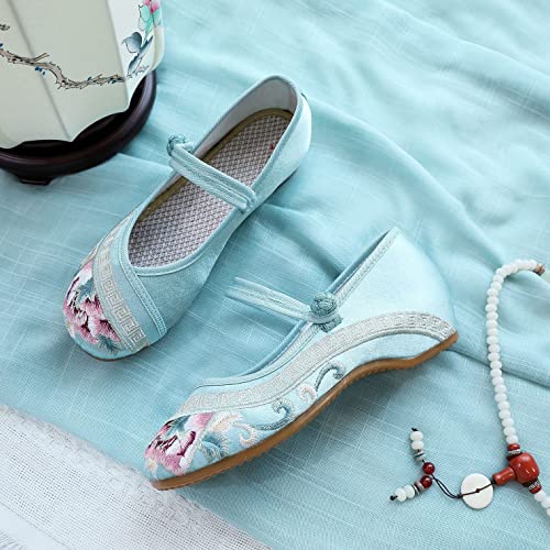 Womens Handmade Floral Embroidered Canvas Shoes - Casual Round Toe Mary Jane Ballet Yoga Flats Slip On Shoes4