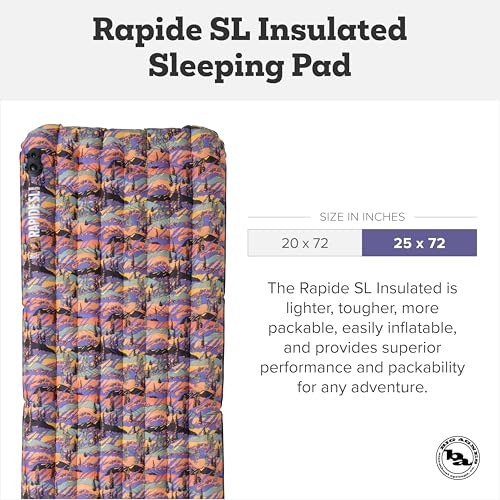 Image of Big Agnes Rapide SL - Insulated Sleeping Pad, Ultralight, All Season Compact Backpacking and Hiking, Pumphouse Sack Included, Zirkel Alpenglow, 25x72 Wide Regular