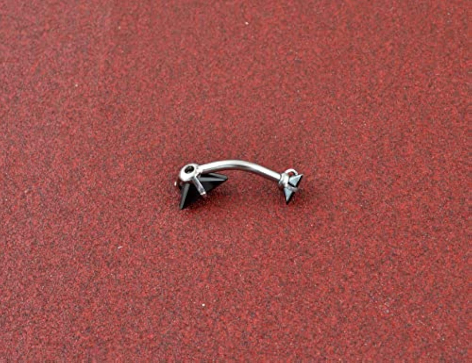 316L Surgical Steel Double Triangle Black Cubic Zirconia Belly Button Ring