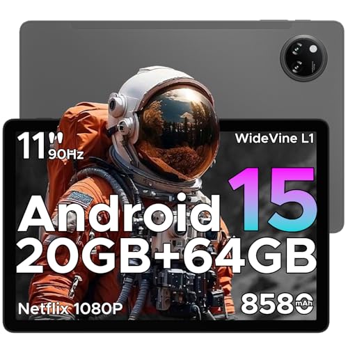 DOOGEE TAB A9+ Newest 2025 Android 15 Tablet, 8580mAh 11 Inch Tablet, T7200 Octa Core Android Tablets & 20GB+64GB/2TB LPDDR4X, 13MP+5MP, 2 Speaker+Widevine L1|Face ID|BT 5.0|5G WiFi|GPS|FM|OTG