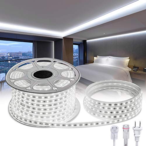 Shine Decor 82FT LED Rope Lights 6500K Cool White Cold-Resistant, AC110V-120V Flexible Connectable LED Strip Lights Kit IP65 Waterproof, Decorative Lighting Strips Cuttable for Indoor Outdoor Scenery