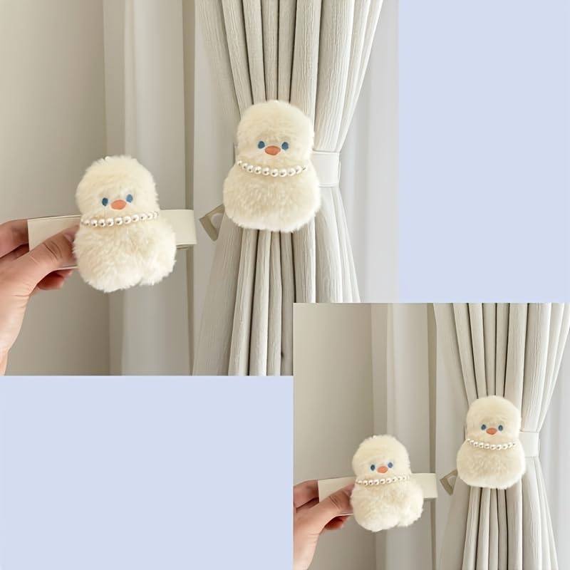JAZLOG with Living Durable White Tieback Accents Stylish Curtain Accessory, Home & for & Curtains Decor, Easy Living Bedroom Room Contemporary Snap Closure - Room, Duck-Shaped Pearl for Curtain 2