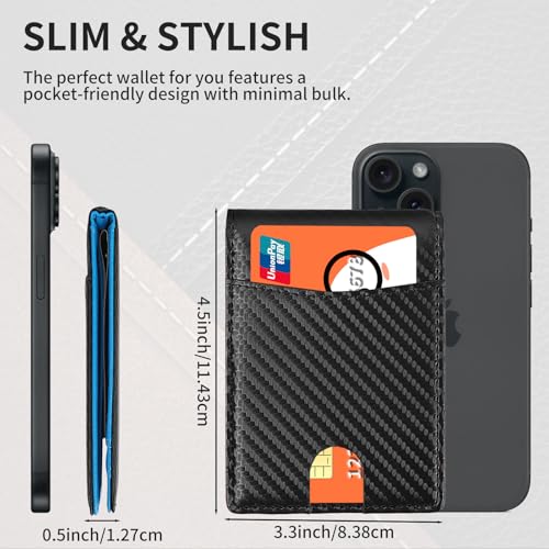 Slim Wallets for Men Leather Money Clip RFID Blocking Mens Wallet Minimalist Front Pocket Credit Card Holder Thin Wallets for Men, Black Blue3