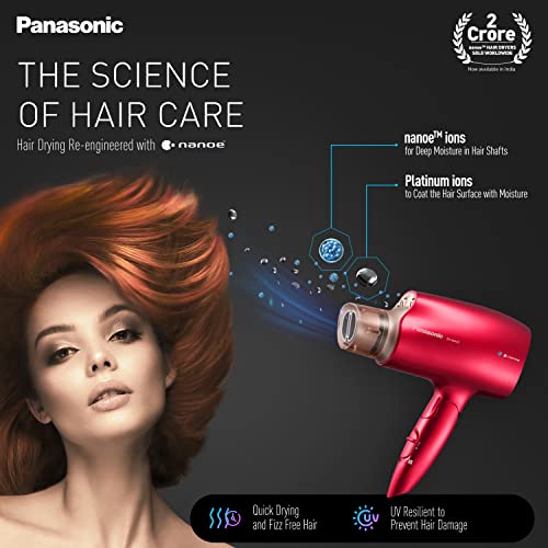 Panasonic Eh-Na45Rp62B Hair Dryer With Nanoe Technology For Shinier, Healthier Moisture-Rich Hair (Rouge Pink), 1600 Watts, 1600 Watts - Image 2