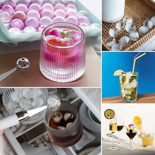 Image of Plastic Mini Round Ice Cube Tray with Lid Ball Maker for Fresh Juice, Mocktails, Whiskey, Cocktails, Tea & Coffee 33 Cavity, Easy Release Stackable in Freezer Pack of 2