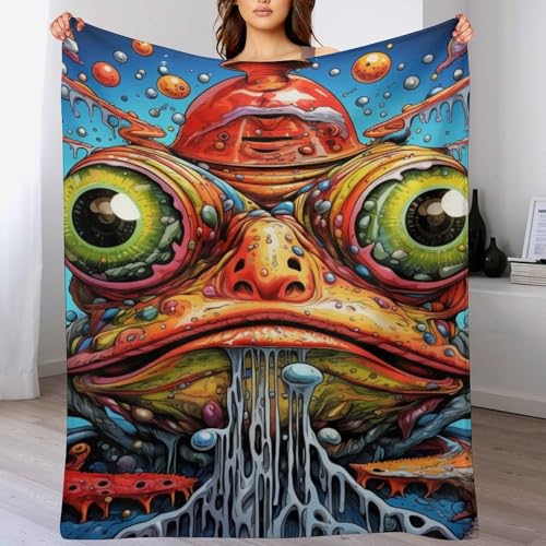 Manta de franela de rana térmica y suave manta para sofá ligera lavable 100x130 2