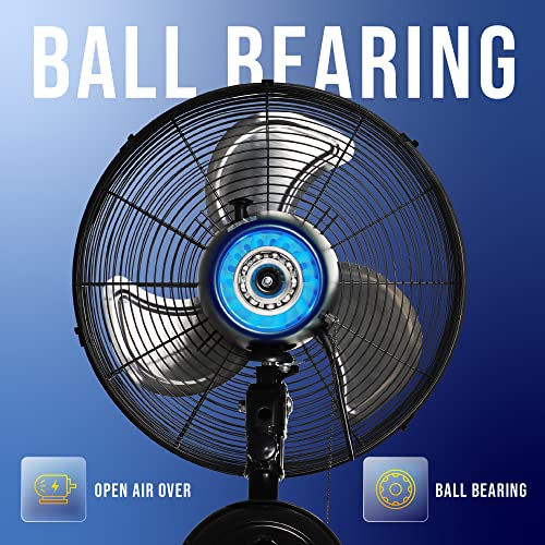 Tornado 20 Inch Pro Series High Velocity Oscillating Wall Mount Fan For Industrial, Commercial, Residential Use 3 Speed 5250 Cfm Ul Safety Listed #TOP4