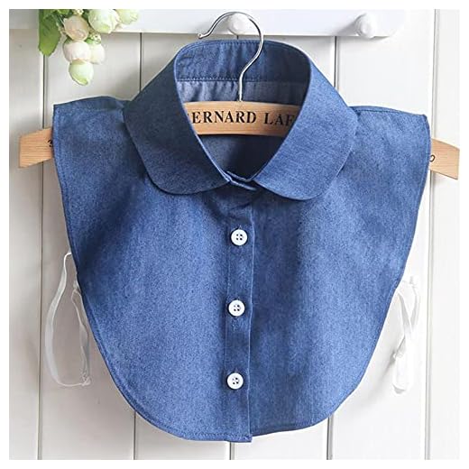 Dam bomull spets falsk krage blus vintage avtagbar skjorta krage falsk krage slag blus topp kvinnor kläder tillbehör – 15 cowboy blå