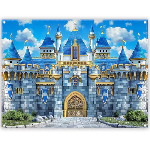 YCUCUEI Telón de fondo azul medieval de poliéster para