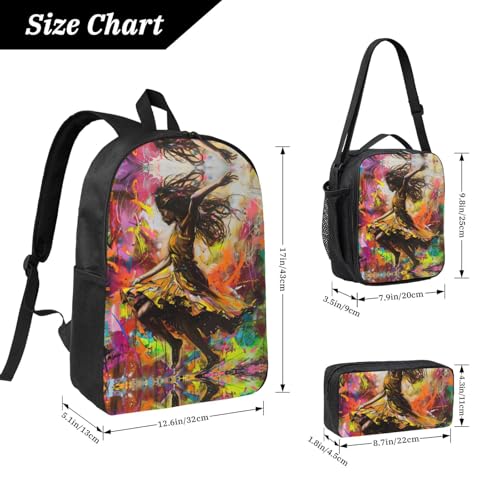 Sac à dos imprimé danse avec boîte à déjeuner et trousse
