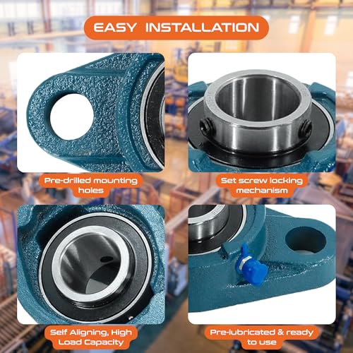 Image of CHR 4 Pack UCFL205-16 Pillow Block Bearings | Flange Mounted Pillow Block Bearings - Chrome Steel with 1 inch Bore | ISO 9001-2015 Certified