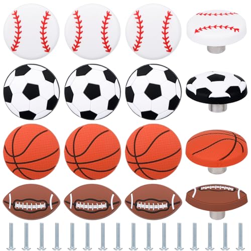 Menkxi 16 Pcs Sports Ball Dresser Knobs for Kids, Novel Style