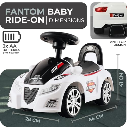 Kids First Step Baby Ride on & Car with Music & Multicolor Lights | Steering Control & Under Seat Storage | Push Car for Baby with Backrest | Ride on for Kids 1 to 3 Years (White) - Image 6