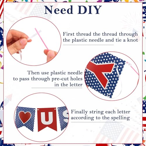Image of Fourth of July Banner for Outside USA Decorations, Party In The USA Patriotic Banner for Independence Day Decor Party Supplies (Need DIY)