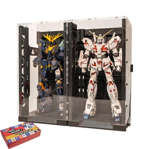 LBASE Upgraded Interlocking Display Case and Acrylic Dust Cover for RG/HG/SD/MGSD 1/144 Gundam & Gunpla Models/Collectibles Action Figures Comes with Premium Gift Box