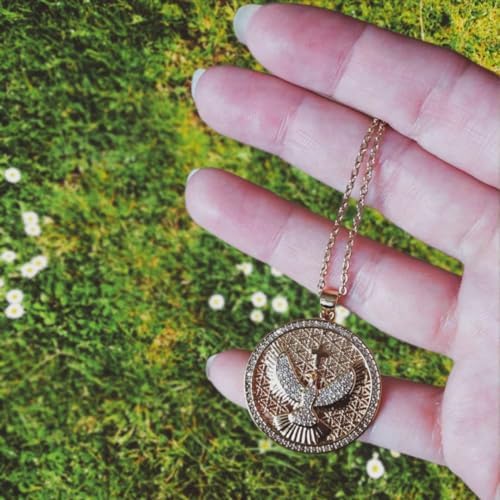 Colar Feminino Banhado a Ouro 18k Divino Espírito Santo - Santíssima Trindade + Bolsa de Veludo