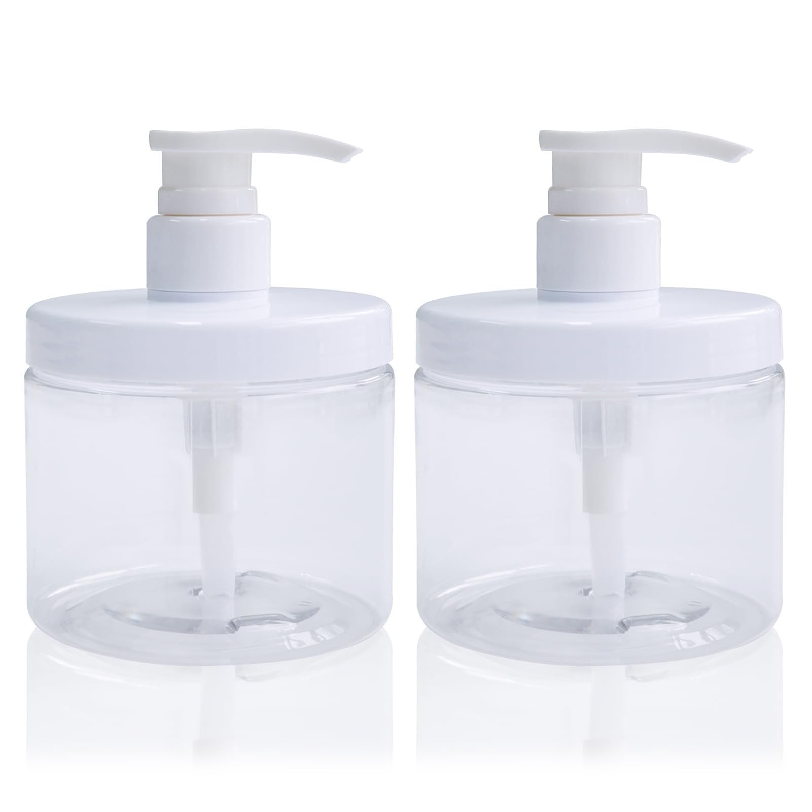 Dispenser Per Flaconi Con Pompetta 2 Pezzi 500ml/16.9oz Flaconi Con Pompetta Ricaricabili In Plastica A Bocca Larga Stile Barattolo Senza BPA Flaconi Vuoti Con Pompetta Per Bagno Doccia Contenitori