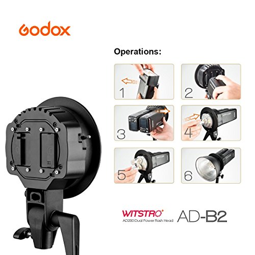 Godox Ad-B2 Dual Power Twin Head Bowens Mount To Install 2 Godox Ad200 Or Ad200 Pro Pocket Flash Or Flashpoint Evolv 200 Ttl Modular Strobe Light Together To Achieve 400W Power Output #TOP6