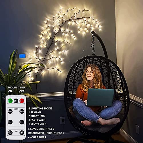 Goeswell Enchanted Willow Vine Lights With Remote, Christmas Decorations Flexible Diy Vines With Lights, 144 Leds 7.5Ft Willow Lights For Bedroom Walls Livingr Room (Brown + Remote Control) #TOP1
