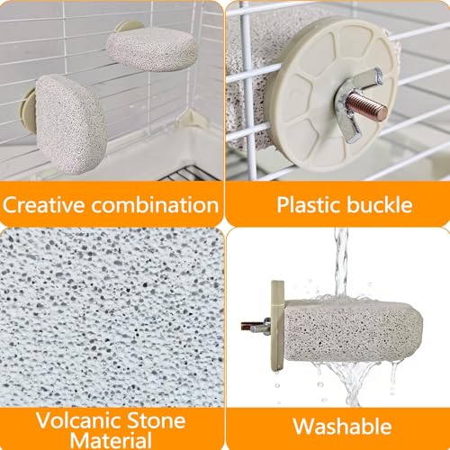 Image of 4Pack Bird Perch Stands Parrot Beak Grinding Stone Platform,Grey-S | Parakeet Foot Claws Trimmer,Calcium Perch Climbing Chewing Toys for Small Medium Birds Cockatiel Conure Lovebird Budgie