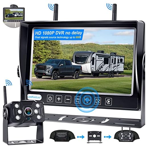 LeeKooLuu LK5 HD 960P Digital Wireless Backup Camera with 7''Monitor Highway Observation System for RVs,Trucks,Motorhomes,Travel Trailers Hitch Rear View Camera Super Night Vision DIY Guide Lines