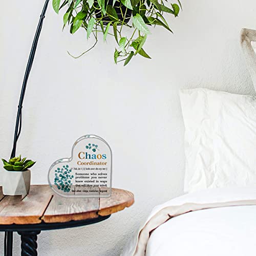 Thank You Gifts Appreciation Gifts For Coworker, Heart-Shaped Office Decorative Desk Sign Gifts For Teacher, Coworker, Boss, Mentor, Mom, Dad - Birthday Gifts For Chaos Coordinator #TOP6