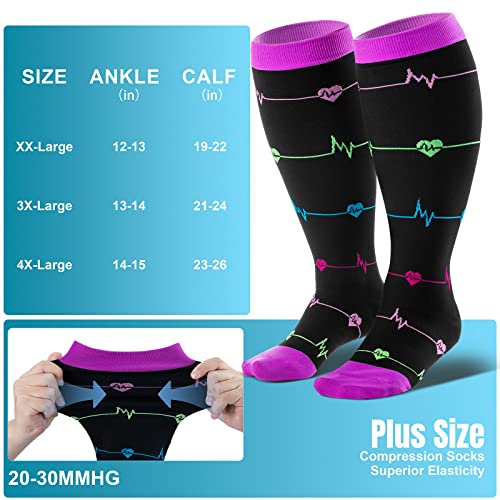 Image of 4Pairs Plus Size Compression Socks For Women&Men,Wide Calf Knee High Socks | Bropite plus-size knee high compression socks,wide calves for circulation swelling pregnancy nurses and travel