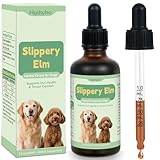 Slippery Elm for Dogs, Organic Slippery Elm Inner Bark Extract Drops for Sensitive Stomach Dogs, Support Digestive Tract Gut Lining Throat Health Bowel Function, Herbal Liquid Formula 2 Fl Oz