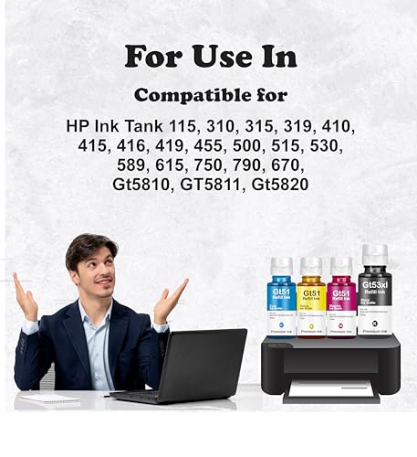 Image of Reffil Ink GT53 Compatible for HP 115, 310, 315, 319, 410, 415, 416, 419, 455, 500, 515, 520, 525, 530, 589, 615, 750, GT5810, GT5811, GT5820 Printers (GT53XL Black Ink 1 Pcs)