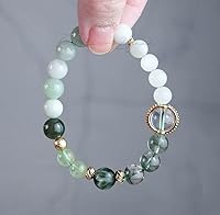 Vista 177 de Precious Gemstone Natural Crystal Healing Bracelet, Rutilated Quartz, Moonstone, Quartz Handmade Original Design Bracelet