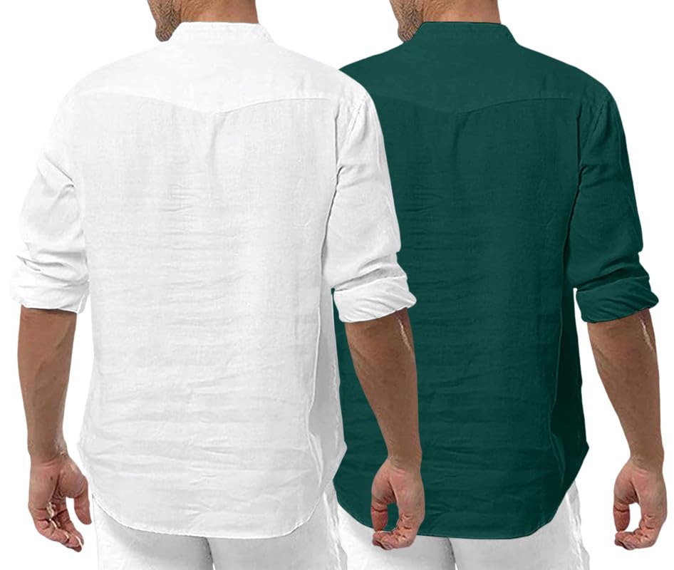 Image of ROYALSCOUT Men's Cotton Polyester Blend Solid Regular Fit Full Sleeve Short Kurta | Ethnic, Lightweight Summer Kurta for Daily & Occasion Use