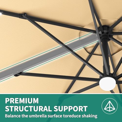 Garvee 10Ft Cantilever Patio Umbrella with 360° Rotation, Adjustable Tilt, Heavy-Duty 600D Oxford Fabric, Rust-Proof Aluminum Frame, Fits Most Stands, Without Base Weight