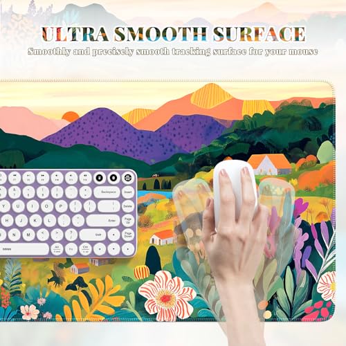 Image of iCasso Large Gaming Mouse Pad (35 inchx16 inch) - Waterproof Desk Mat with Non-Slip Rubber Base & Stitched Edges - Extended Keyboard Mousepad for Computer, PC, Office, Home Workspace (Oil Painting)