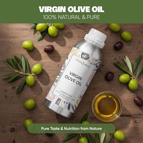 Image of VedaOils Virgin Olive Oil 500ml | Cold Pressed, Natural & Unrefined | Ideal for Skin Conditioning, Hair Care & Daily Wellness Use