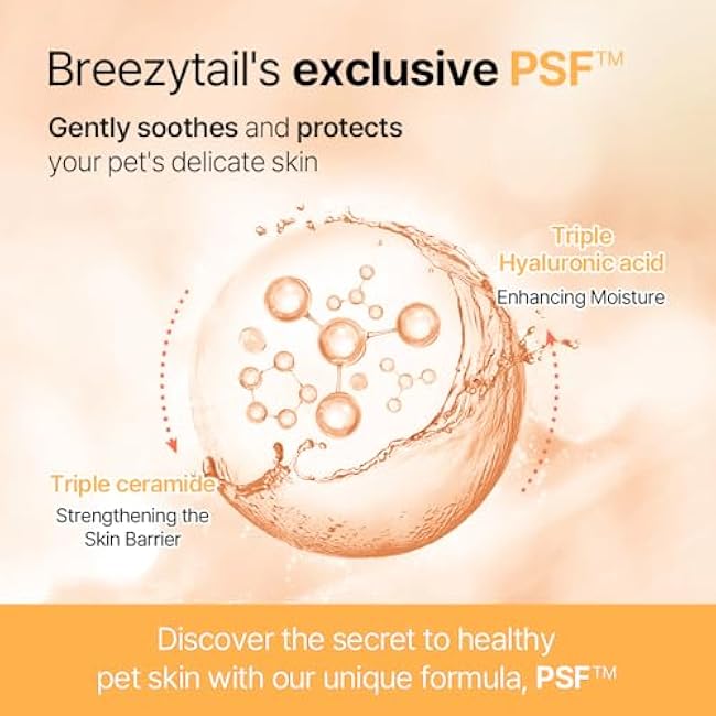 Breezytail PetO¡¯Cera All-in-One Cat Shampoo and Conditioner | Hypoallergenic Cat Skin & Coat Care | Itch Relief, Moisturizing & Rejuvenating | Veterinarian Approved and Formulated (10.1oz, 300ml)-1H80xZ2B