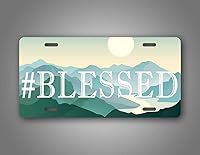 Vista 3 de Hashtag #Blessed License Plate Christian #Blessed Mountains Scene Auto Tag