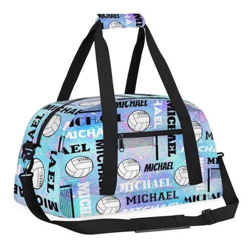 Custom Volleyball Gym Bag Duffel Bag with Your Name, Personalized Sport Bags Customized Travel Weekender Bags for Women Men, Blue Purple3