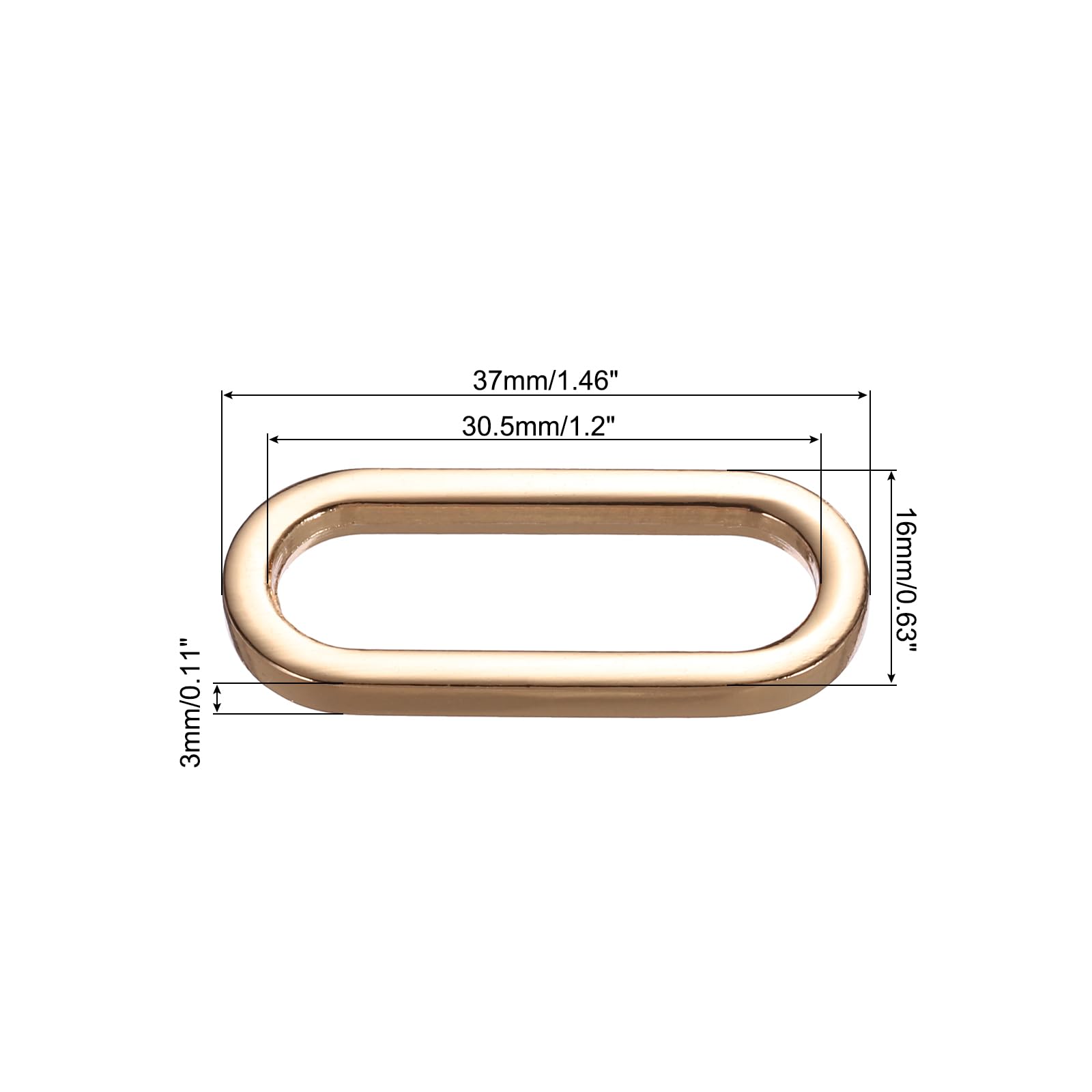 PATIKIL 1.2 Inch Metal Oval Ring Buckle, 6 Pack Adjustable Buckle Loops Non Welded Strap Fastener for Backpack Bag Belt Gold - Image 2