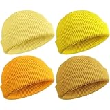  SATINIOR Trawler Beanie Watch Hut Rollup Edge Schädeldecke Fisherman Winter Beanie Hut Unisex, Gelb, M