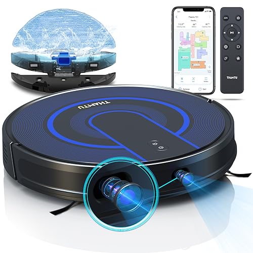 Thamtu T21 aspirapolvere robotico con mop, telecamera lidar nascosta, navigazione intelligente, ultra sottile, ideale per peli di animali domestici e casa