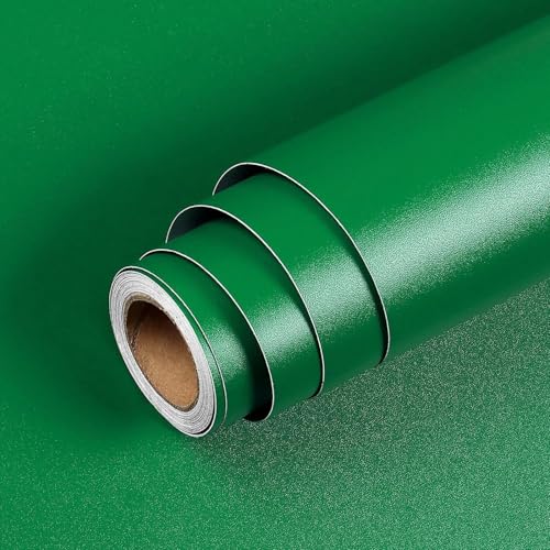 Image of Dark Green Solid Matt Peel and Stick Wallpaper Contact Paper Wallpaper Modern Self Adhesive Wallpaper Decorative Removable 12 x 48 Inch