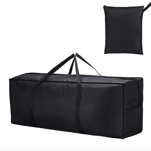 68" Extra Large Waterproof Outdoor Cushion Storage Bag – Heavy Duty Patio Furniture Cover with Zipper,Handles for Pool Decor,Christmas Tree Storage & Moving (173x76x51cm) (Black)