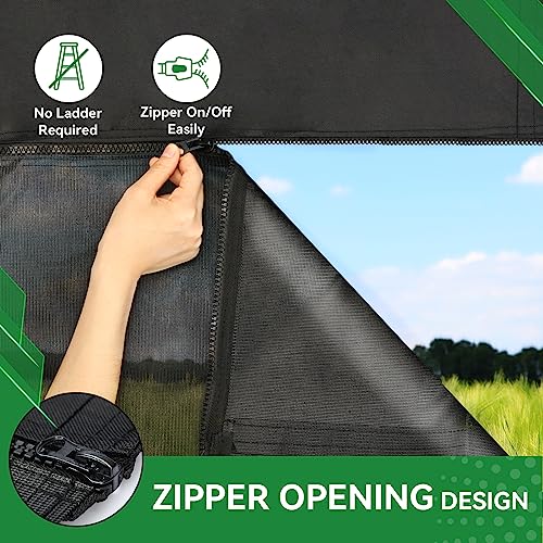 RVINGPRO RV Awning Shade Screen with Zipper 9' x 10'3'', 600D Oxford Top + Mesh Bottom, RV Sun Shade Screen for Awning, RV Shade Complete Kits for Trailer Camper
